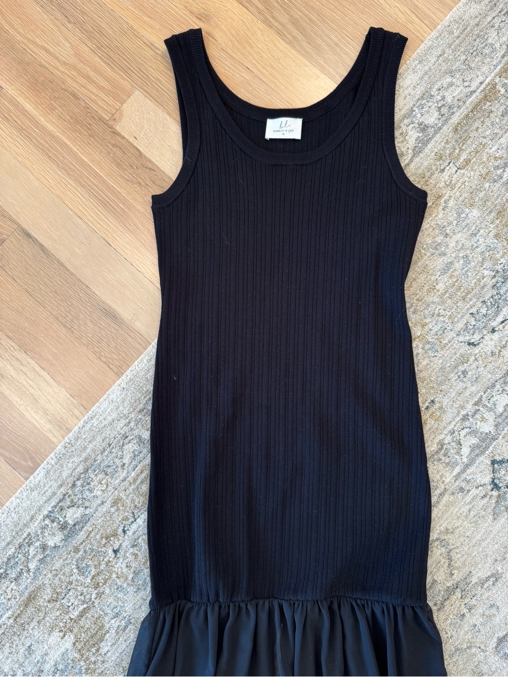 Bobbles & lace Black Sleeveless Maxi Dress with Fitted Bodice & sheer skirt - Picture 2 of 8